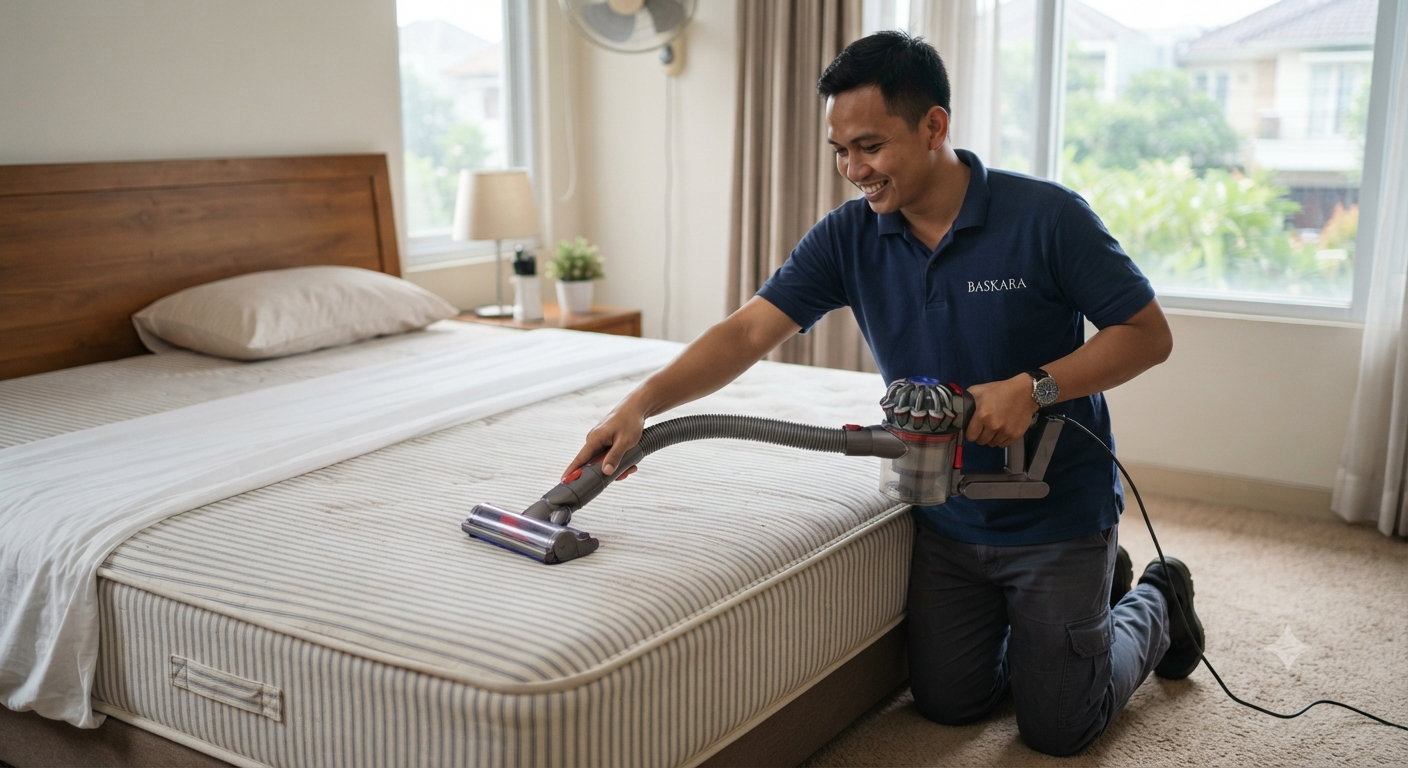 Teknisi Baskara Clean sedang bekerja